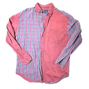 Vintage‎ Apparel Workshop Plaid Shirt Mens Medium Burgundy Button Up Casual